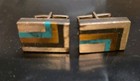 Vintage Tono Taxco Mexico Sterling Silver Turquoise Piedra Negra Cufflinks 15 2g