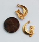 Vintage Brass Pendant Beads Stamping 4 Owl On Moon Charms Red s Vintage Stuff 