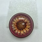 Horse Bridle Rosette With Sunflower Glass Dome Harness Tack Brooch