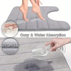 U-shaped Toilet Mat Memory Foam Bath Non-slip Mats Floor Coral Fleece Carpet Rug