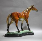 Horse On Marble Base  Bronze Statue  Special Patina   21  H