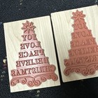 Christmas Collage Rubber Stamp Wood  Joy Noel Peace Believe Merry Love Set 2