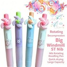 9 Pcs Windmill Pocket Gel Pens  Quick-dry   Drop-resistant 0 5mm Black Refill