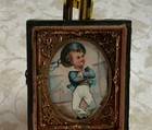 Vintage Antique Victorian Trade Card Ephemera Framed  Half Union Case  Boy