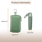 2pcs Genuine Leather Key Holder Bag W 6 Metal Hooks Keyring   4 Card Slot Green