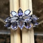 Natural 10ct Iolite 925 Solid Sterling Silver Ring Size 8