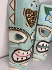 2 Vintage Hand Carved Tiki Mask Wooden Wall Decor Tribal Bar Face Indonesia