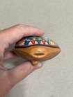 Vtg Hand Made Painted Peruvian Clay Colorful Bird Geometric 8 Hole Ocarina