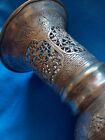Persian Arabic Islamic Vtg  Silverpl  Brass Vase Very Fine Engraved Hand Crafted