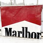 Large Vintage Marlboro Embossed Aluminum Metal Sign 1990 Authentic Cut Cigarette