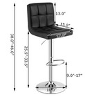 Adjustable Swivel Bar Stool Counter Height Bar Chair Pu Leather W  Back Black