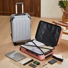 20-28  Silver Wheeled Suitcase Travel Bag W  Cup Holder And Phone Stand