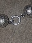 Vtg 1950 Mid-century German Florentine Ball Bead Link Bracelet Silver Tone Heavy