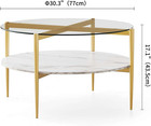 Round Coffee Table For Living Room  Mid-century Modern Design  D30 X H17  2-tier
