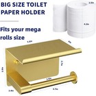 Brushed Gold Toilet Paper Holder Wall Mount  Fits Mega Rolls Size Rustproof