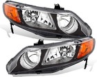 Jdm Black Replacement Halogen Headlights Set For 2006-2011 Honda Civic Sedan 4 D