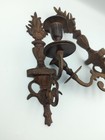 Vintage Neoclassical Cast Bronze Wall Sconces Candle Holders Heavy Pair Set Of 2