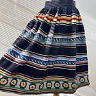 Vintage 50s Seminole Native American Patchwork Striped Midi Skirt 26    Waist