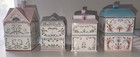 Lenox Village 4pc Porcelain Canister Set W  Lids Sugar Tea Coffee Flour