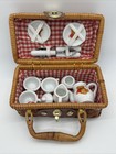 Miniature Children   s China Tea Set In Lined Wicker Picnic Basket     Teddy Bears