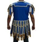 Men   s Roman Gladiator Costume Armor     Blue   Gold Tunic With Fringe Skirt 