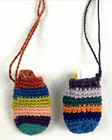 2 Guatemalan Worry Dolls W  Crocheted Necklace Carriers  Small Dolls  Free Ship