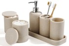 6-piece Bathroom Accessories Set - Soap Dispenser  Toothbrush Holder  Vanity Tra