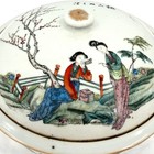 Vintage Late 19th C  Chinese Famille Rose Hand Painted Lidded Warming Dish