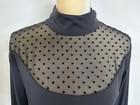 Kismet Kiley Black Mesh Panel Show Shirt Nwt Large Polka Dots Twee