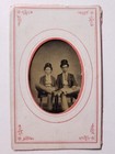 Antique Tintype Photo Gun Armed Affectionate Men Holding Hands Hats Gay Interest