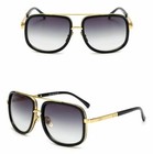 Mens Metal Sunglasses Shades Gold Frame bar Oversize Square Designer Quality