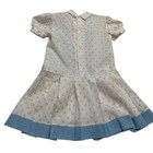 Vintage Polly Flinders Dress White Pink Polka Dot Pleated Skirt Girls 5 Retro