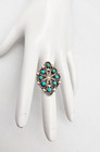 Signed R  Dishta Southwestern Zuni Turquoise Sterling Silver Size 7 25 Ring Nice
