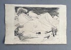 Surreal Landscape  Female Nude  Engraving  20th Century