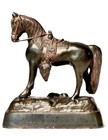 Vintage Bronze Horse With Western Gear Figurine Statue With Copper Highlights