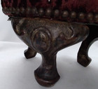 Vintage Upholstered Velvet Foot Stool With Three Hollow Metal Legs