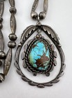 Vtg Navajo Sterling Silver Royston Turquoise Bench Bead Necklace 27 5 - 72 6g