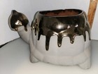 Vtg  Large  Turtle Drip Glaze Pottery Planter  Never Used  10  Longx4 5  Tallx8 