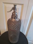 Vntg Sparklets New York Art Deco Seltzer Bottle Czech Glass Wrapped Mesh 12 1 2 