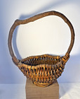 Vintage Woven Basket With Twisted Vine Handle 15 In X 13 In Beautiful