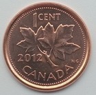 Canada Penny 1c 2012 Magnetic From Mint Roll Small Cent Last Year Of Penny