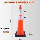 6 Pack 36  Orange Traffic Safety Cones Durable Pvc With Weighted Black Base