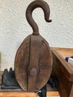 Japanese Antique Block   Tackle Wooden Double Wheel Pulley 14 6inch 179 6oz Fs