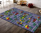 5x7  Area Rug Play Road Driving Time Street Car Kids City Map Fun Time New Gray