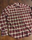Woolrich Men   s Size Xl Burgundy 100  Cotton Plaid Flannel Button Down Shirt 