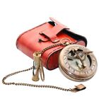 Brass Sundial Compass Vintage Pocket Style Nautical Keychain  Pendant Gold