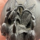 Antique Victorian Gutta Percha Mourning Locket Carved Flowers Vintage