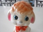 Vtg Animal Shaped Ceramic Coin Bank  lamb Or Poodle W ribbon Bow  W stopper