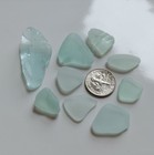 9 Pieces Of Aqua Sea Glass  Sm-med  Light Blue  Genuine  Surf Tumbled  Nyc Beach