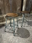 1940s Pair Industrial Vintage Angle Iron Co Metal Bar Drafting Chair Stool